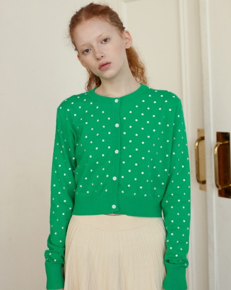 [BC21SSKN41GN] LIKE CASHMERE DOT CADIGAN [GREEN]